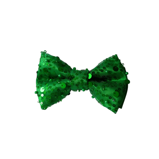 Papion rafinat, cu paiete, model Clasic, Green Glitter Happiness
